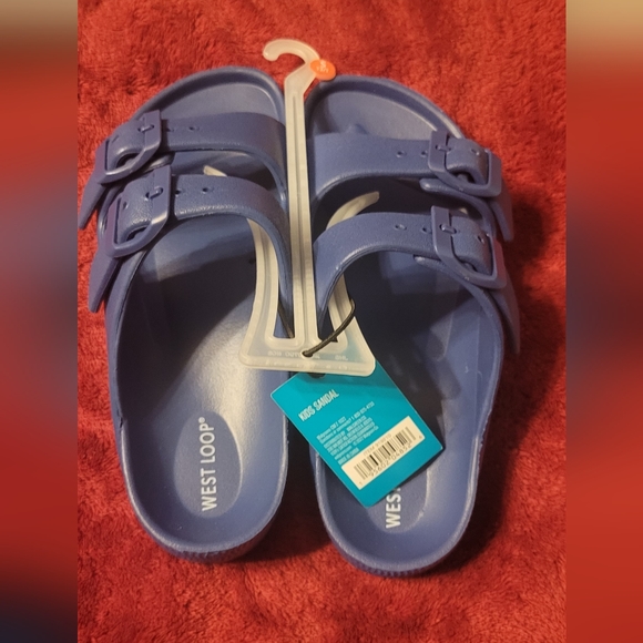 West Loop Kids Slip On Blue Sandals - Picture 3 of 5